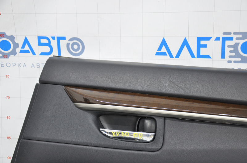 Door trim card rear right Lexus ES300h ES350 13-18 black leather, molding under dark wood scratches