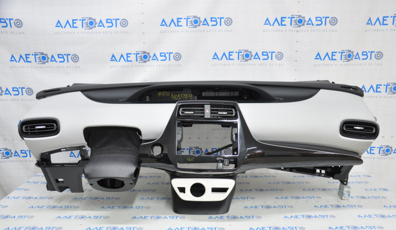 Torpedo front panel with AIRBAG Toyota Prius 50 16 black with gray under a small display, cracked and dented mount