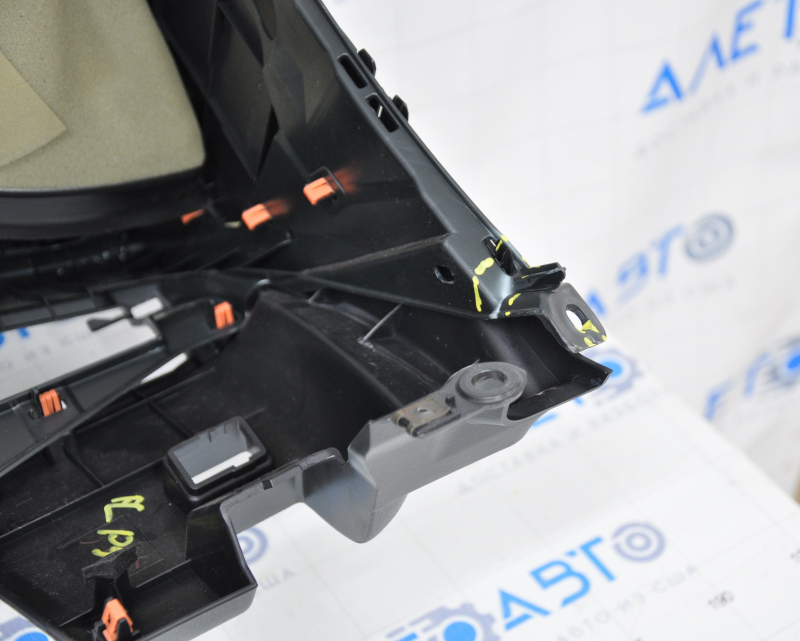 Torpedo front panel with AIRBAG Toyota Prius 50 16 black with gray under a small display, cracked and dented mount