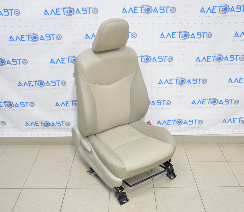 Passenger seat Toyota Prius V 12-17 without airbag, leather, beige, mechanical, water damage