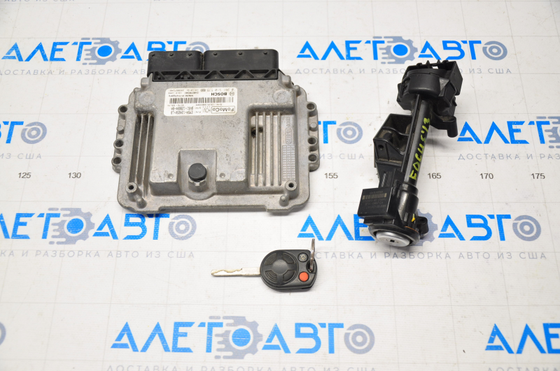 ECU engine computer with key Ford Focus mk3 11-18 2.0 with ignition switch, with ignition switch contact group, with immobilizer unit D7520013-18D, key is erased