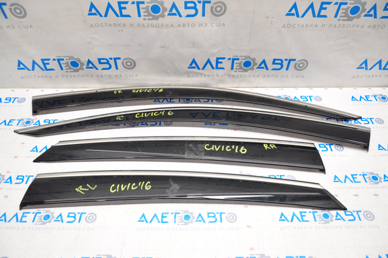 Set of wind deflectors Honda Civic X FC 16-21 4d poking on chrome front left