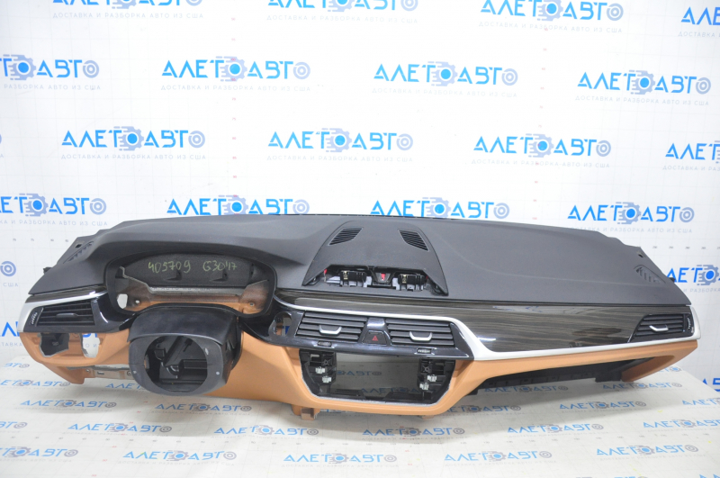 Torpedo front panel with AIRBAG BMW 5 G30 17-23 black + brown, wood inserts