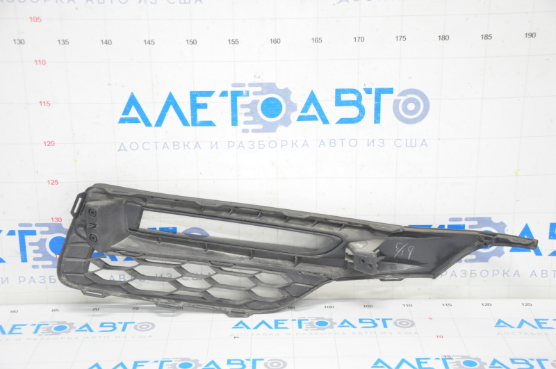 Front bumper side grille left Honda Accord 16-17 under PTF hybrid, black gloss with overlay