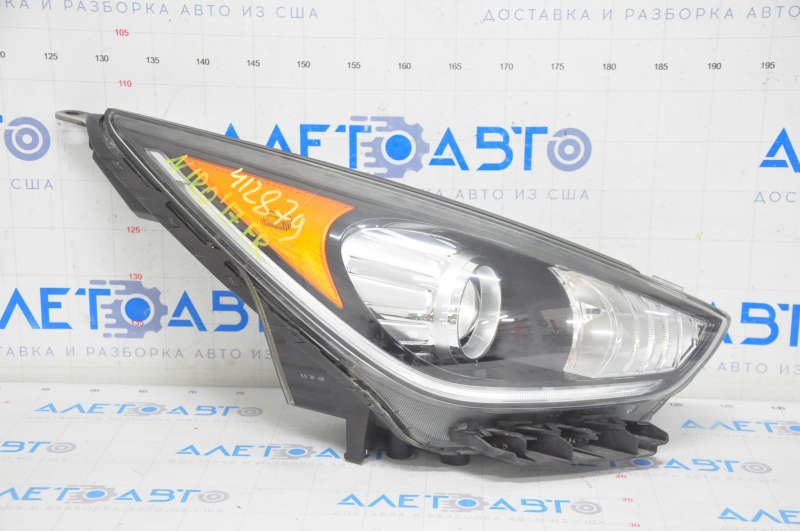 Front right headlight complete Kia Niro 17-19 HEV, PHEV with bracket, halogen, LED DRL, sand, for polishing