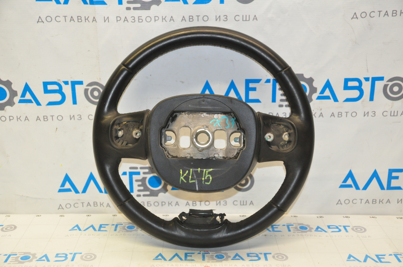 Naked steering wheel Jeep Cherokee KL 14 - black leather, no heating, dents, no pad, torn fasteners