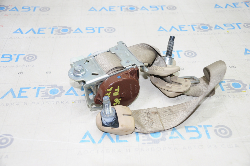 Seat belt 3 row left Nissan Pathfinder 13-20 beige, dry cleanable
