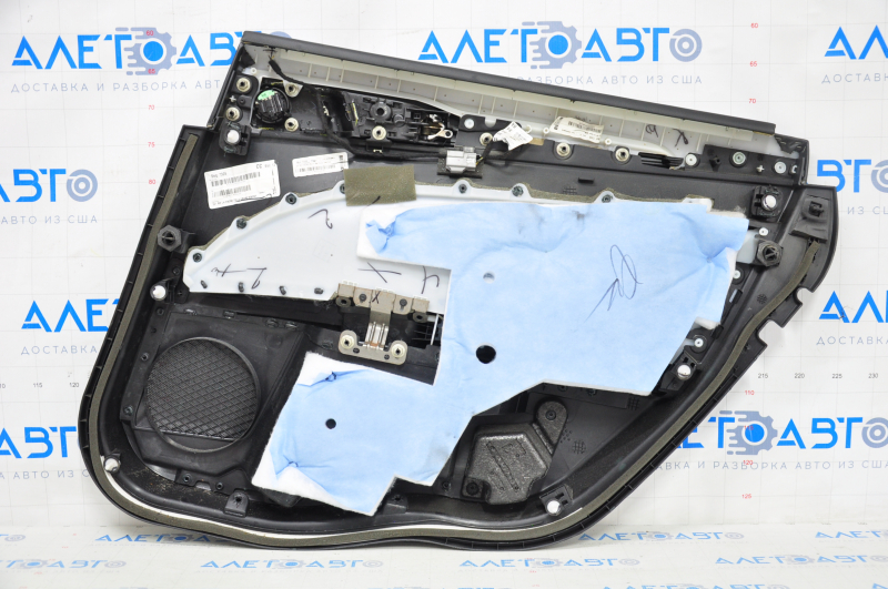 Door trim card rear left Ford Fusion mk5 17-20 black with black insert leather, armrest leather, molding gray