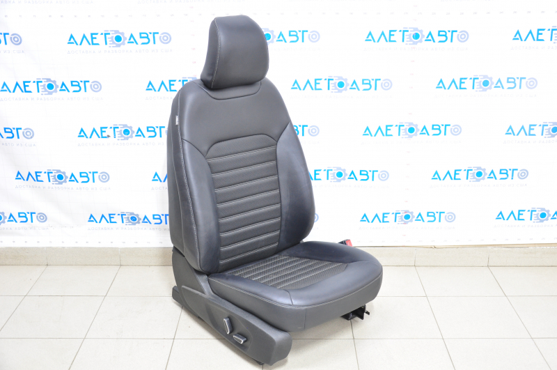 Passenger seat Ford Fusion mk5 17-20 without airbag, electric, leather black + cloth, without motor forward-backward