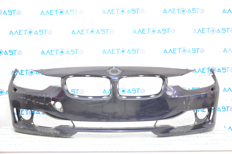 Bare front bumper BMW 3 F30 12-15 without parking sensors, under washers, blue, worn