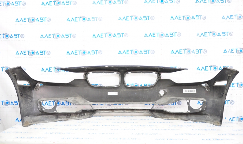 Bare front bumper BMW 3 F30 12-15 without parking sensors, under washers, blue, worn