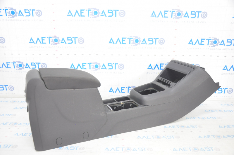 Central console armrest and cup holder VW Tiguan 09-17 black cloth, chemically treated, broken air duct deflectors, scratches