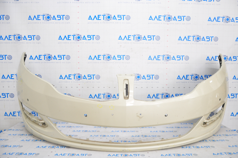 Bare front bumper Lincoln MKZ 13-16 for parking sensors, beige, broken parking sensor fastener, pressed, scratches