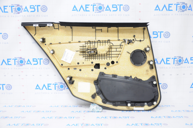 Door trim card rear right BMW 3 F30 12-18 black, dark wood trim, beige leather insert, with gray molding and backlight