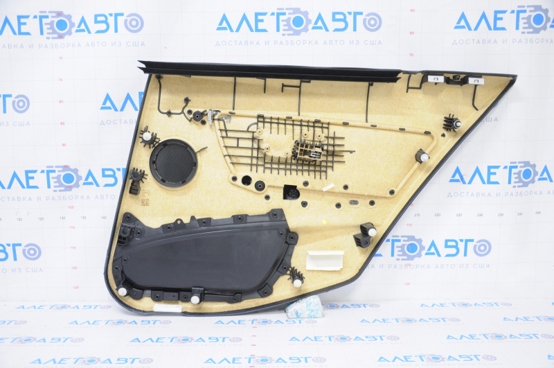 Door trim card rear left BMW 3 F30 12-18 black, dark wood trim, beige leather insert, with gray molding and backlight