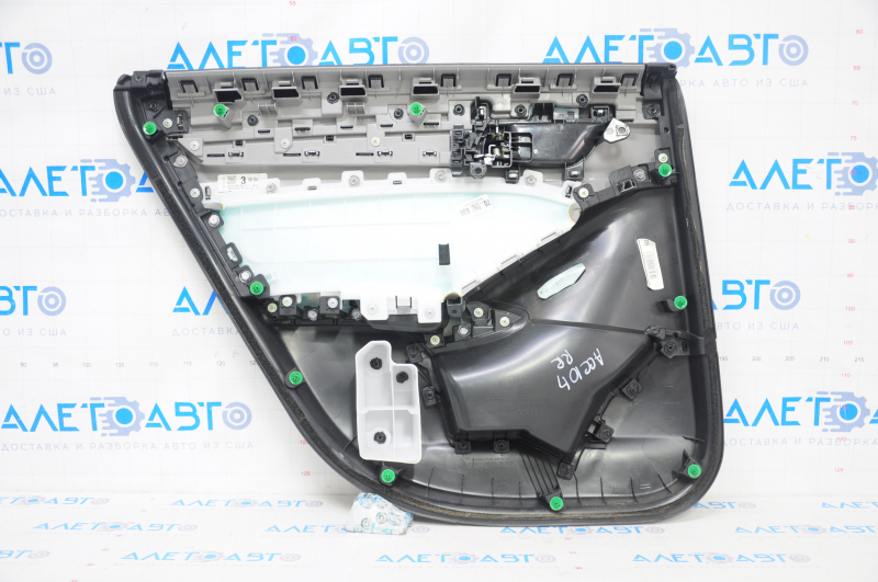 Door trim card rear right Honda Accord 18-22 black-gray, armrest gray leather, wood insert