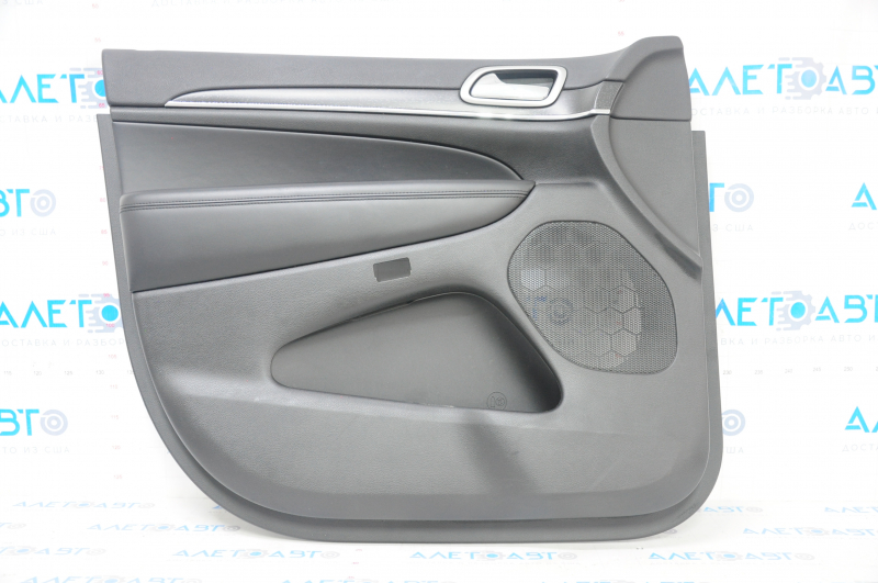 Door trim card front left Jeep Grand Cherokee WK2 17- black, with black insert leather, armrest leather, molding with chrome, under matt black wood, scratches