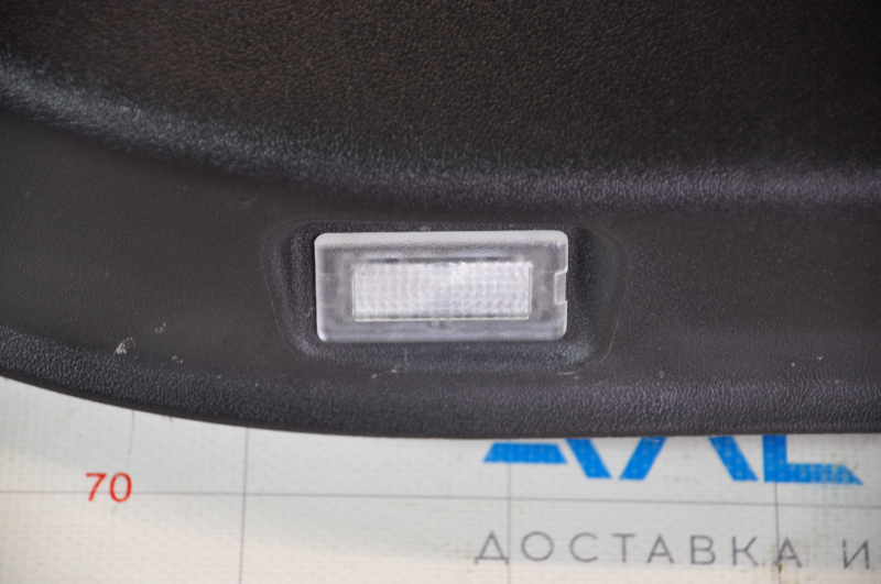 Door trim card rear left Tesla Model Y 20 - black leather, type 1, with backlight, matte trim, with speaker, with suede insert, with window lift control, with door opening button, tears, za