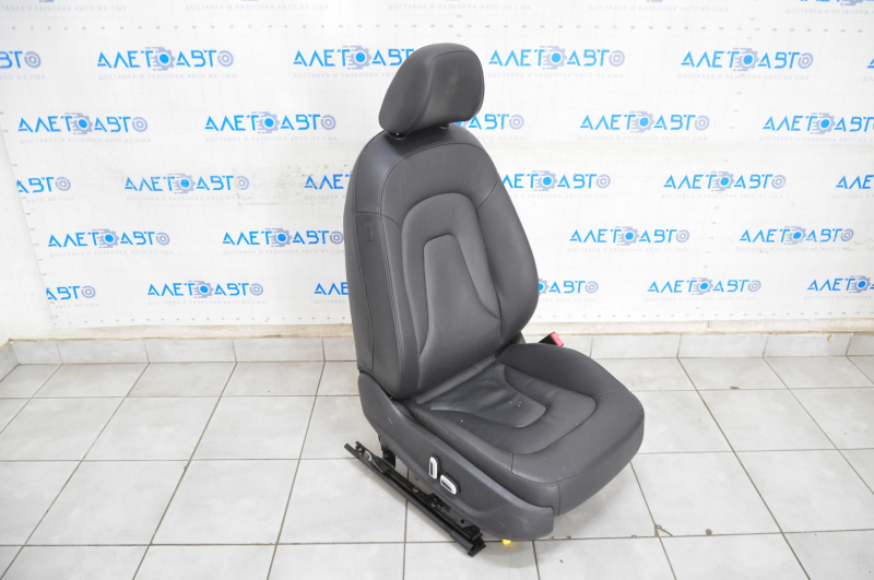 Passenger seat Audi A4 B8 13-16 with airbag, electric, heated, black leather, scratches on plastic