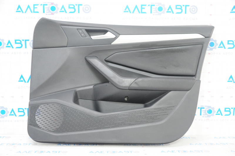 Door trim card front right VW Jetta 19- black with black insert leather, armrest leather, molding gray type 2, scratches