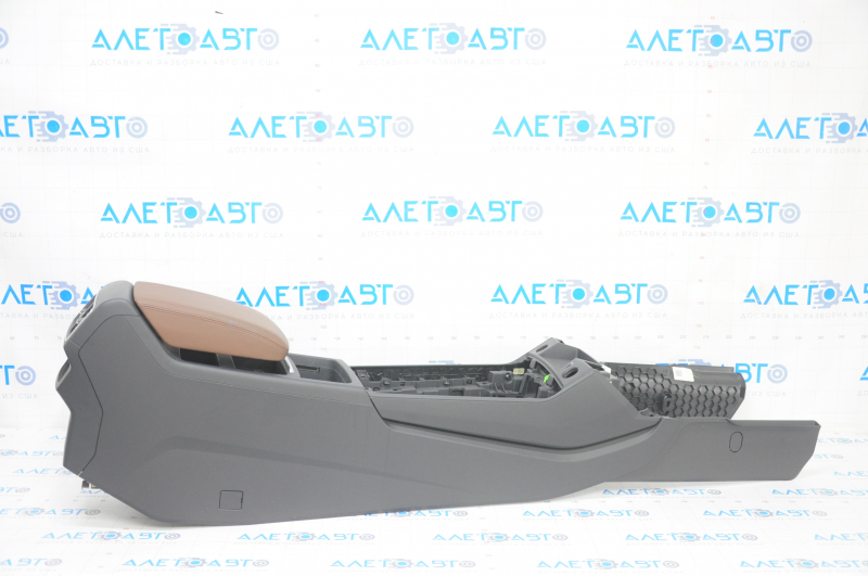 Central console armrest and cup holders Audi Q5 80A 18-24 black, brown armrest, scratches
