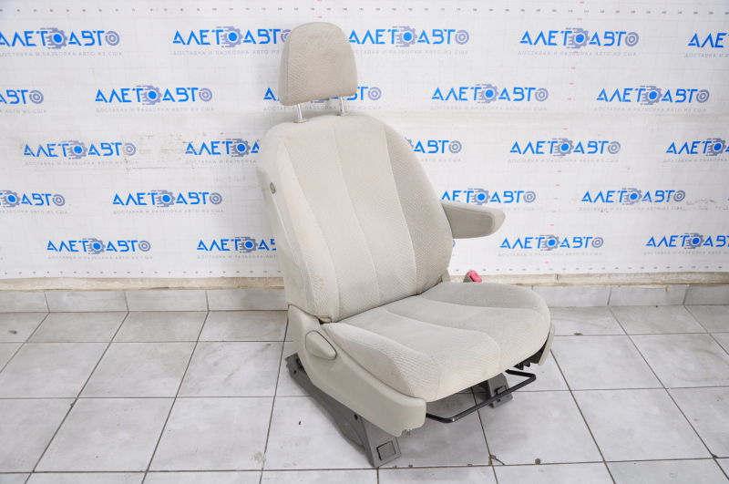 Passenger seat Toyota Sienna 11-14 without airbag, mechanical, velour, beige, for dry cleaning