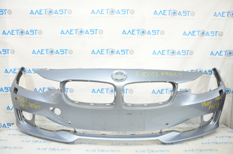Bare front bumper BMW 3 F30 12-15 for parking sensors, for washers, blue, scratches, breakage of the mount, crack