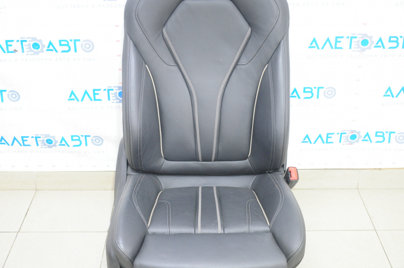 Passenger seat BMW 5 G30 17-23 with airbag, leather black, white stitching