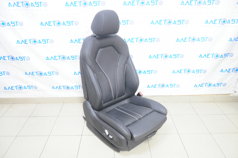 Passenger seat BMW 5 G30 17-23 with airbag, leather black, white stitching