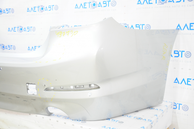 Bare rear bumper BMW 5 G30 17-20 for parking sensors, silver, pressed, crack