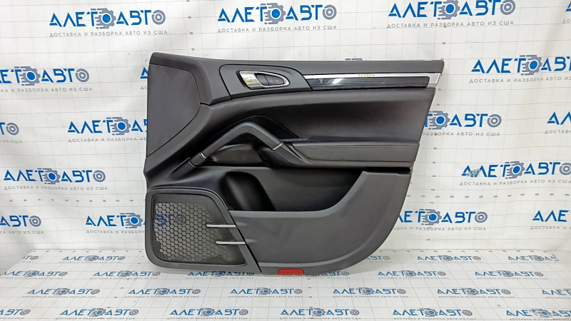Door trim card front right Porsche Cayenne 958 11-17 black, with tweeter, armrest black leather, molding black gloss, scratches, varnish swelled