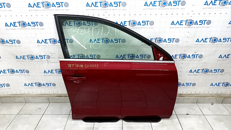 Door assembly front right VW Jetta 11-18 USA red LA3Q, bumps, dent