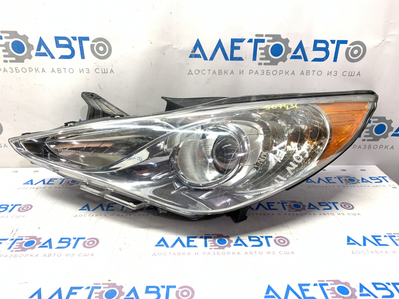 Headlight front left bare Hyundai Sonata 11-15 glossy reflector, for polishing, made, glassDepo