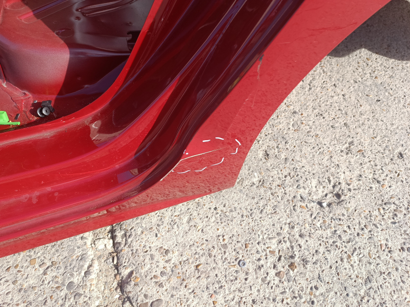 Quarter wing rear left VW Jetta 11-18 USA on body, red, dents