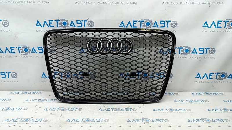 Radiator grill Audi Q7 4L 10-15 black gloss, with emblem, parking brake light mounts are peeled off