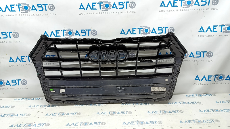 Radiator grill Audi Q5 80A 18-20 complete, with emblems, chrome, without parking sensors, cracks, sand, pressed