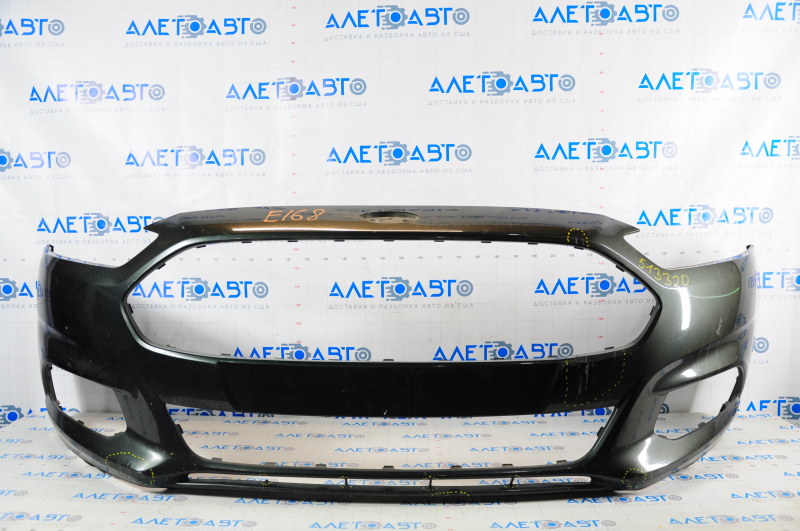 Front bumper bare Ford Fusion mk5 13-16 without parking sensors graphite HN, pressed, scratches, broken fastener