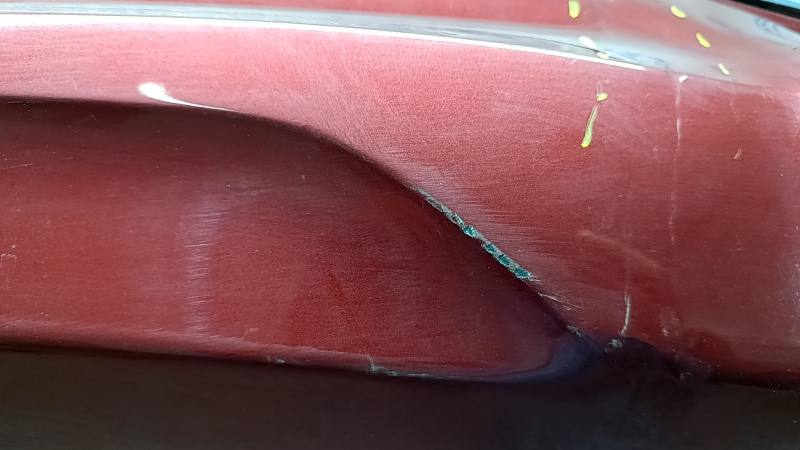 Rear bumper assembly Audi A5 F5 17-19 for parking sensors premium, prestige, red, pressed, scratches, breakage of the bracket, crack on the molding