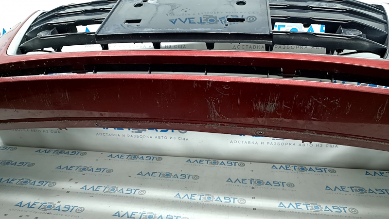 Front bumper assembly Audi A5 F5 17-19 for parking sensors premium, prestige, with radiator grille, red, scratches, sand on chrome, broken fastener