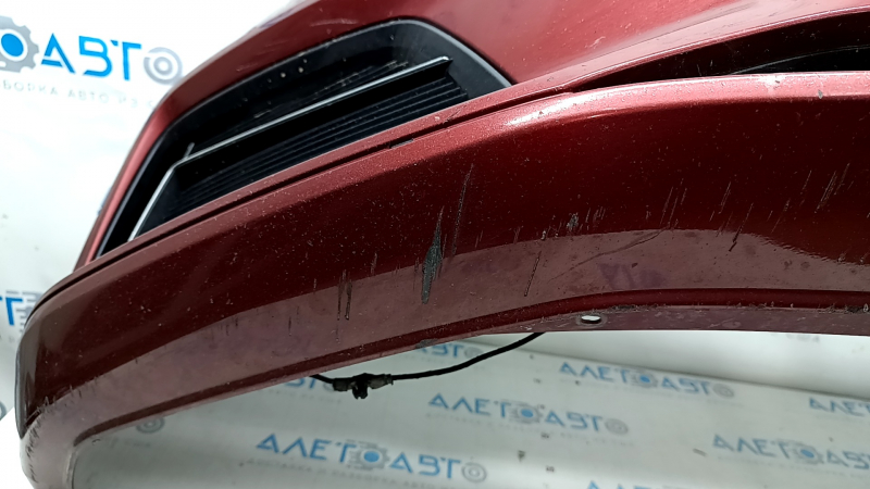 Front bumper assembly Audi A5 F5 17-19 for parking sensors premium, prestige, with radiator grille, red, scratches, sand on chrome, broken fastener