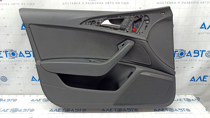 Door trim card front left Audi A6 C7 12-18 leather black, BOSE, scratches, crack