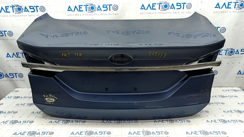 Boot lid Ford Fusion mk5 17-20 blue FT, with number plate and molding, dent