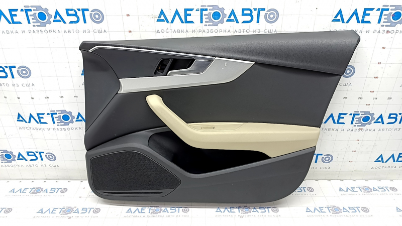 Door trim card front right Audi A4 B9 17-19 black, beige armrest, aluminum trim, scratches