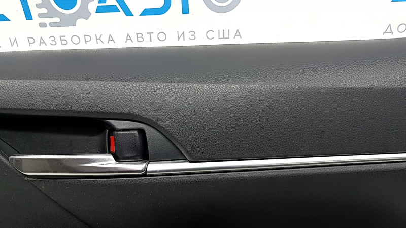 Door trim card rear right Toyota Camry v70 18-24 black with black insert plastic, armrest rubber, scratches