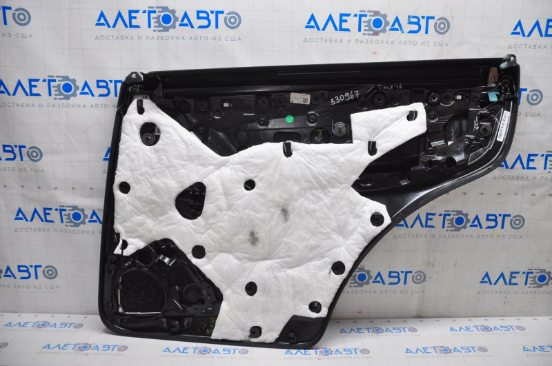 Door trim card rear left Tesla Model X 16-21 beige+black, carbon molding, scratches on molding