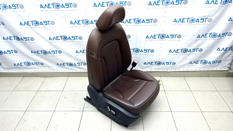 Passenger seat Audi Q5 8R 09-17 with airbag, electric, brown leather, scratches, abrasions