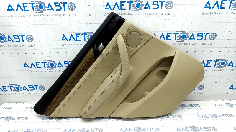 Door trim card rear left BMW X3 F25 11-17 beige leather, wood insert, scratches