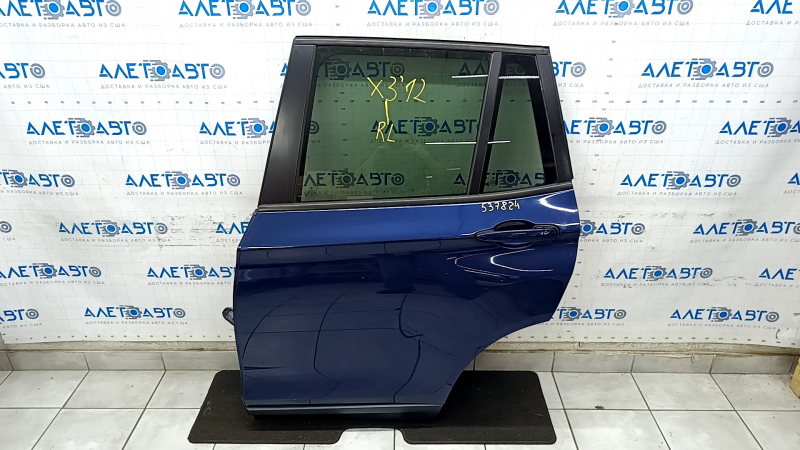 Door assembly rear left BMW X3 F25 11-17 blue A76M, dried out seal