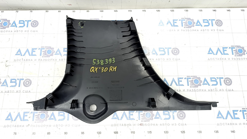Center pillar trim lower right Infiniti QX30 17- black, scratches, broken mount
