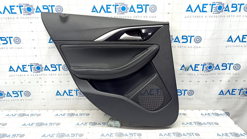 Door trim card rear left Infiniti QX30 17- black with black insert leather, armrest leather, scratches, bumps